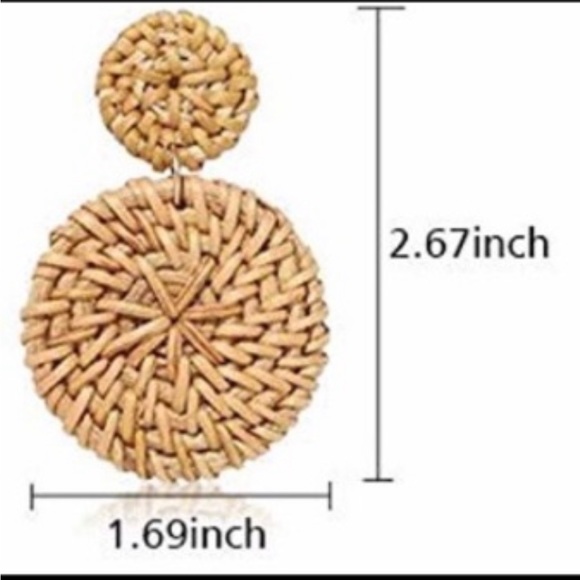 🖤 Rattan Earrings - Closed Circle - Picture 2 of 4